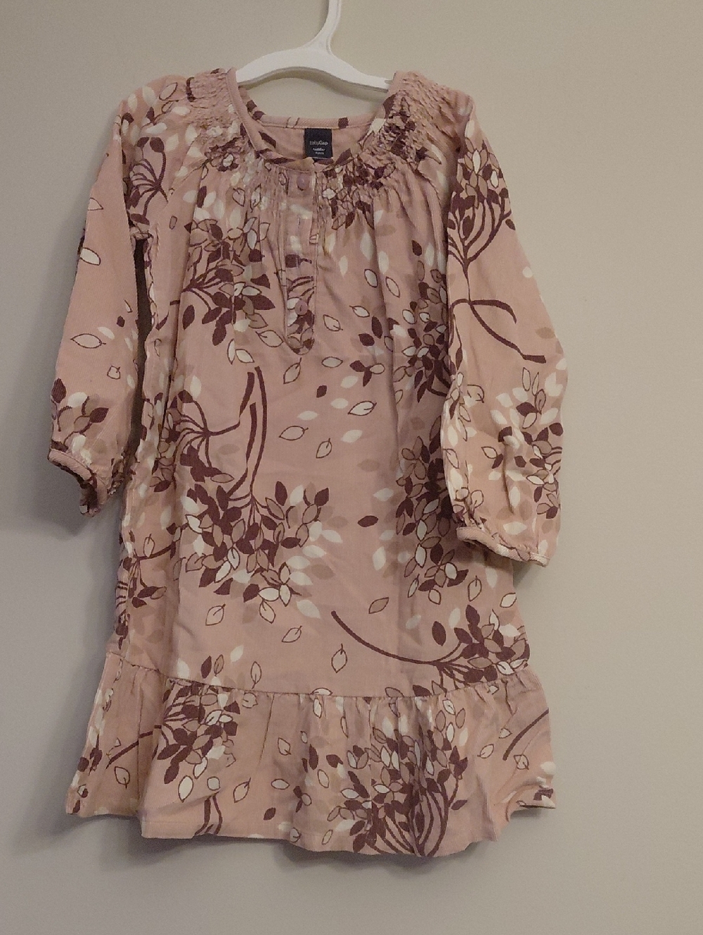 GAP Toddler Corduroy Top in Blush Pink with Brown Floral